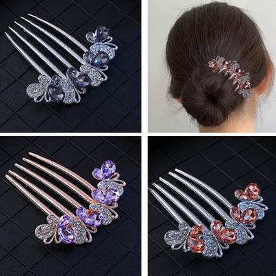 South Korea rhinestone hair comb hairpin headdress insert comb updo hair accessories hair accessories female adult ball head hair curler accessories