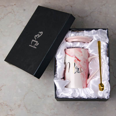 Creative ceramic marbling Flamingo mug gift box wedding shop gift Mother's Day gift logo