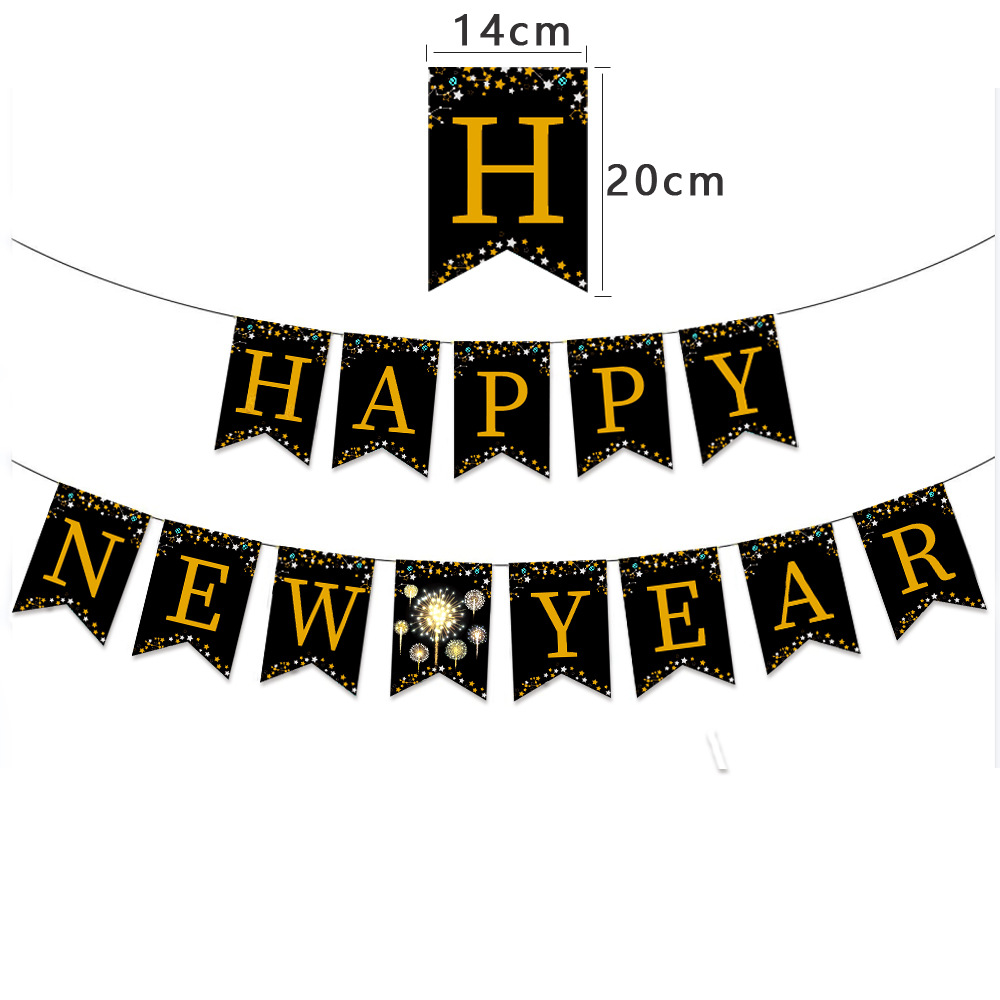 Cross-border New Year Bronzing Flag 2023 New Year Party Party Decoration Paper Banner Wholesale