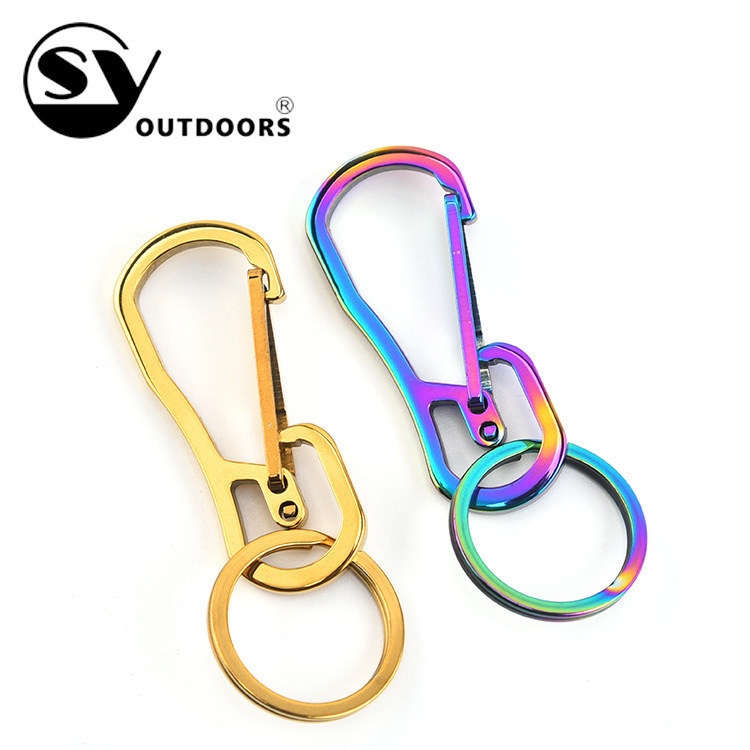 Factory wholesale stainless steel creative keychain pendant whole wire cutting personality waist hanging buckle medium gift accessories