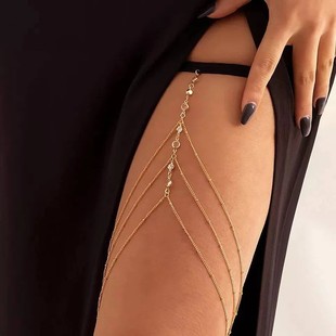 European and American cross-border new hot multi-chain leg chain gold sexy thigh chain female diamond multi-layer clip bead chain body chain
