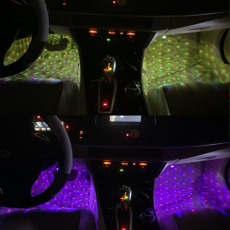 New car one drag four full ground star car LED atmosphere light colorful magic ball light voice control flash decoration car