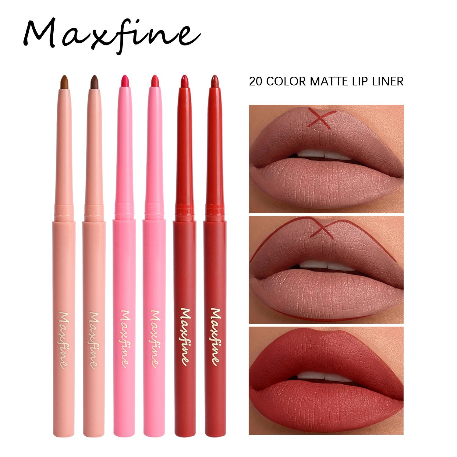 Cross-border makeup MAXFINE lip liner suit wholesale lip liner non-stick Cup logo-free long-lasting waterproof
