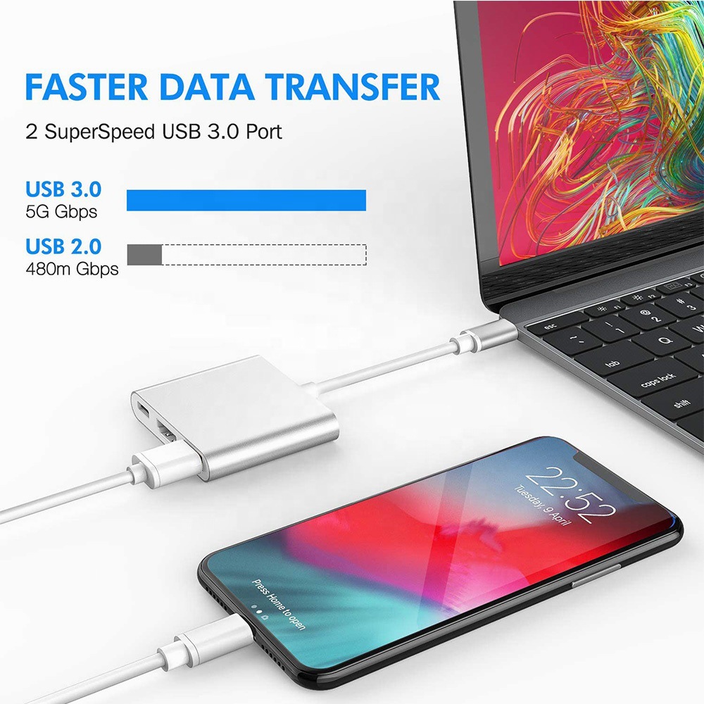 USB C Type C 4K Notebook 3in1 splitter hub switch three-in-one docking station