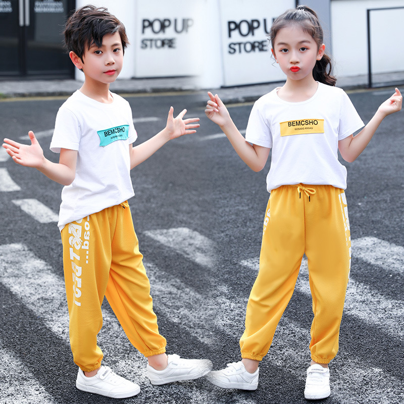 2024 Spring Children's Loose Breathable Printed Casual Pants for Boys and Girls Fashion Letter Sweetpants Leg Sports Trousers