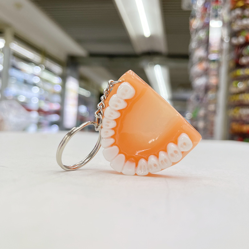 False teeth key chain key ring creative simulation false teeth key ring resin false teeth earrings with ornaments l gift batch
