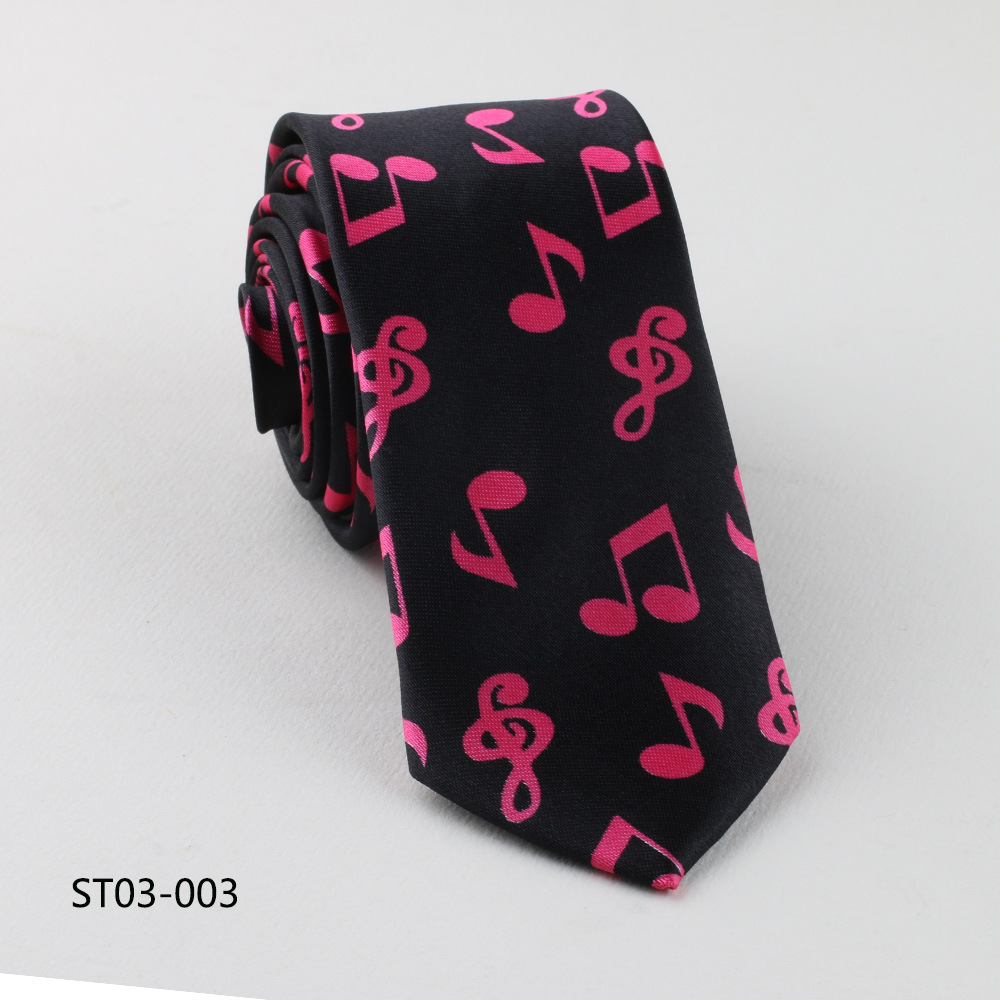 Men's printed tie music symbol business narrow fashion casual wholesale printing in stock black and white dot student Foreign trade