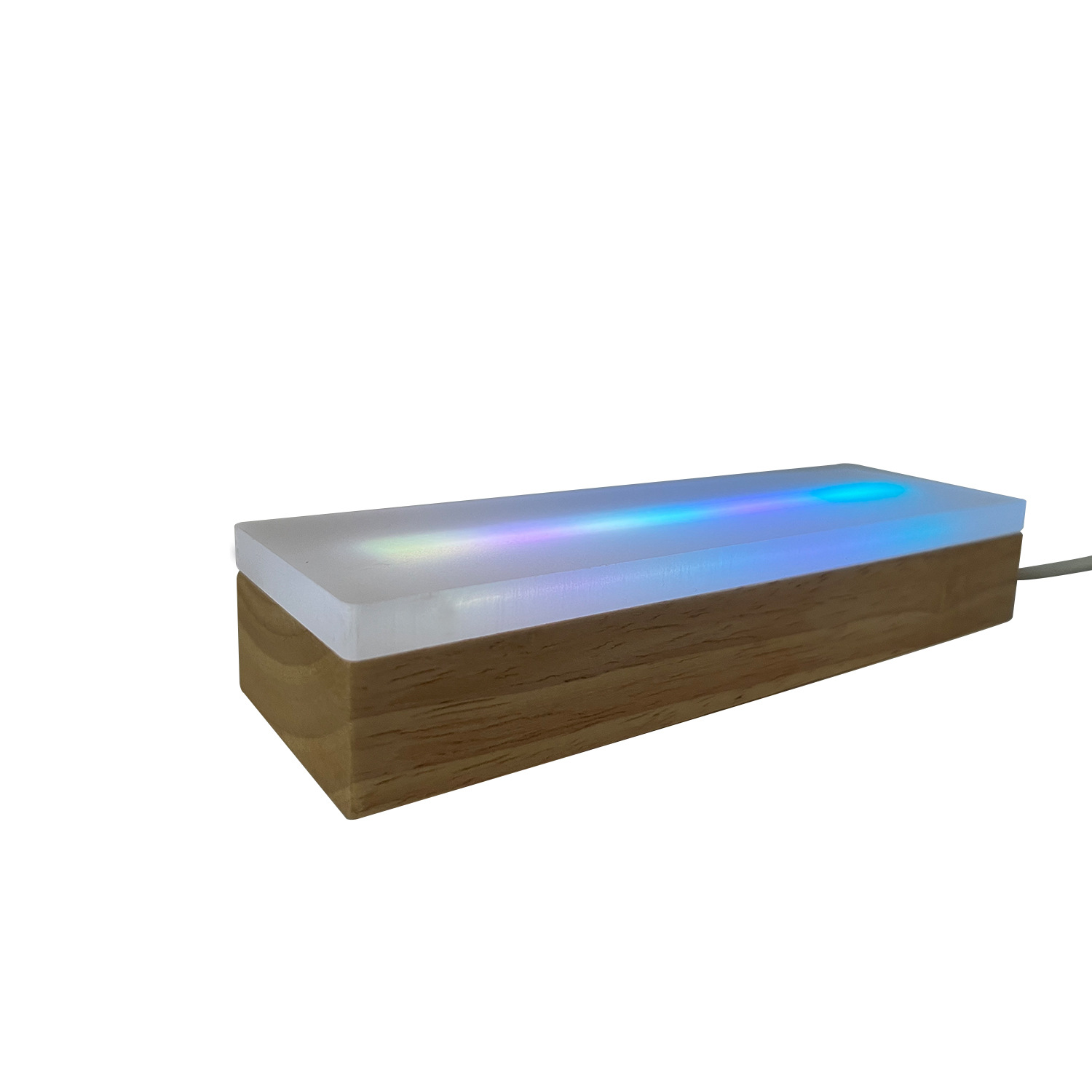 Solid wood LED lamp luminous base 3D acrylic night light DIY beech table lamp rectangular lighting base