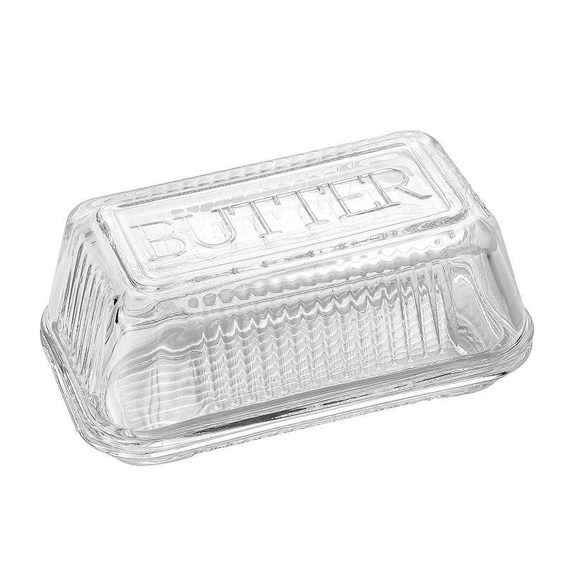 Green Classic Nordic Simple Glass Buline Dish Household Multifunctional Transparent Cake Cheese Box Creative Glass Tableware