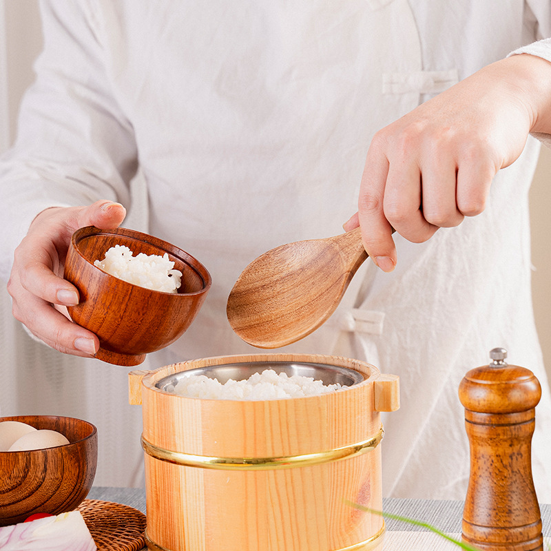 Big-leaf acacia wood stir-fry shovel soup spoon teak non-stick pan spatula wooden kitchenware kitchen hot pot small rice spoon colander
