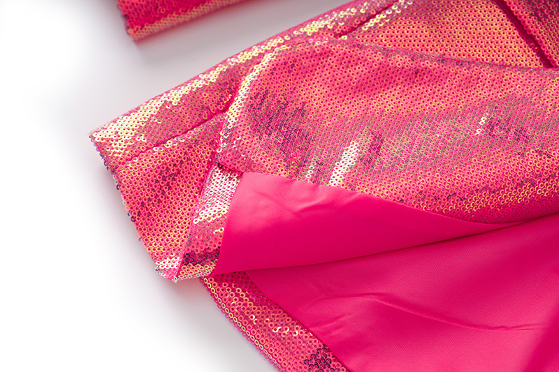 2023 Spring and Summer Rose pink sequins cool flashing BLING blazer shorts Fashion suit two-piece set_voghion.com