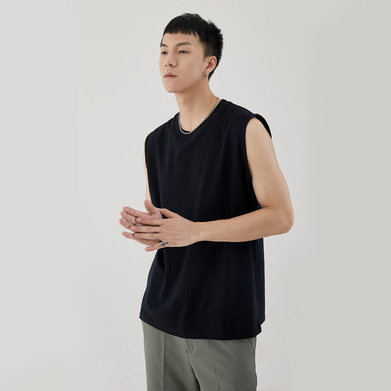Also men's simple basic sleeveless bottoming shirt 2023 Summer new solid color cotton men's vest wholesale