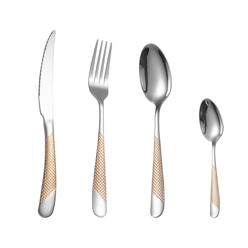 Cross-border stainless steel tableware knife and fork spoon high-looking hammer pattern Star diamond dessert steak Western food spoons suit