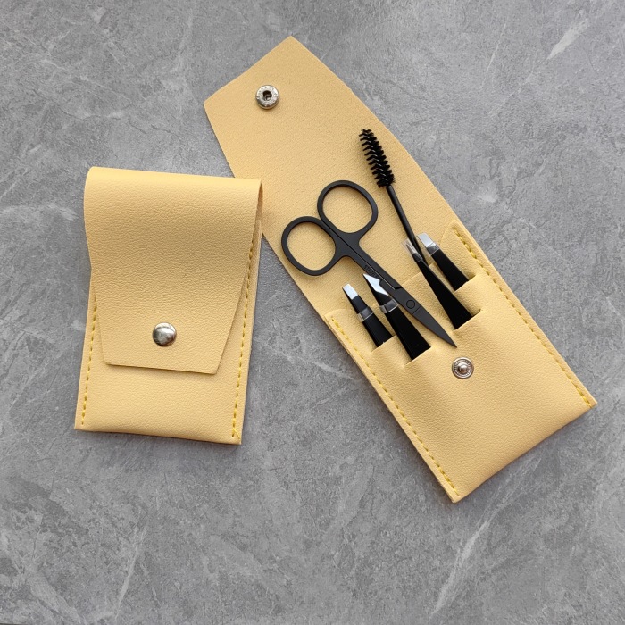 in stock high-end eyebrow clip tweezers beauty tools suit eyebrow trimming four-piece five-piece set stainless steel wholesale eyebrow scissors eyebrow brush