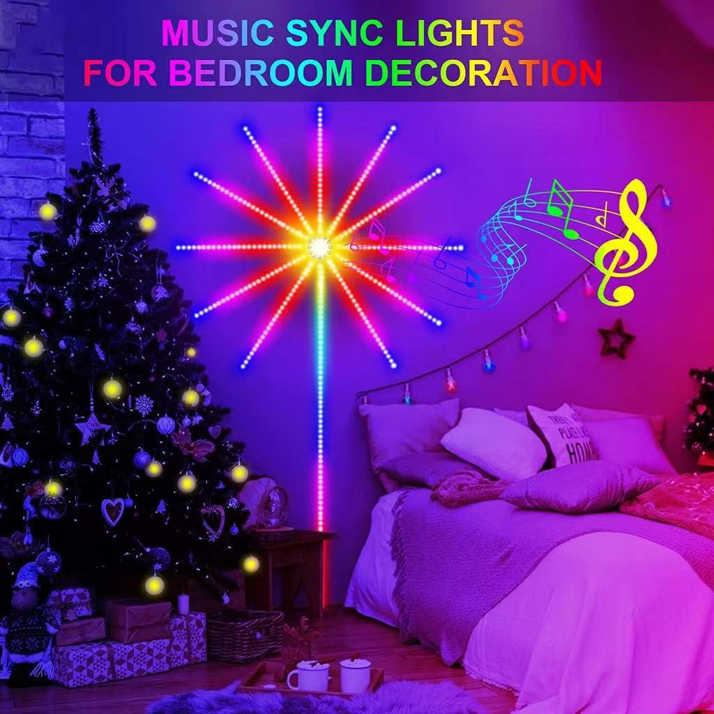 LED fireworks lamp Bluetooth APP mobile phone control smart voice control magic color fireworks lamp rotating digital fireworks lamp