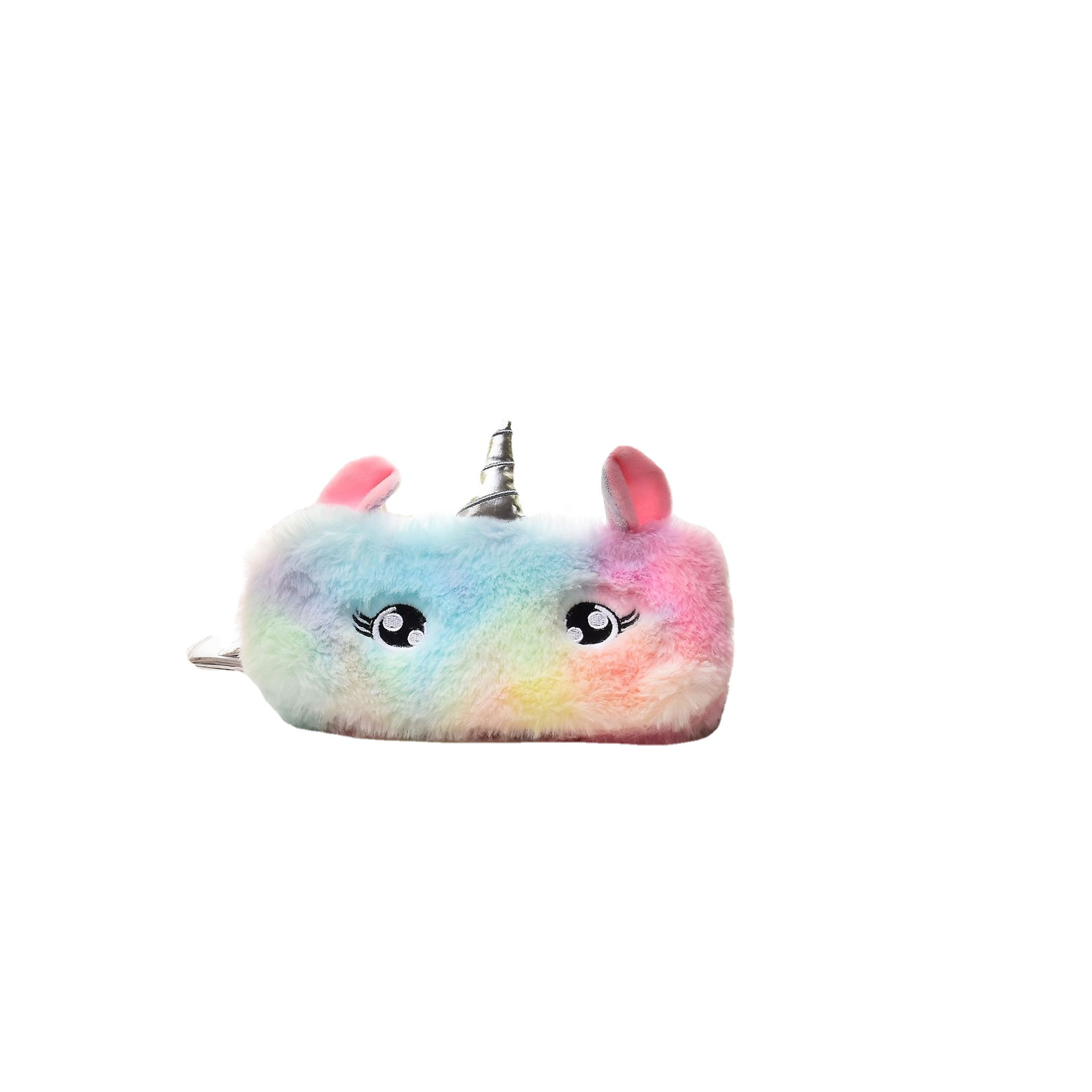 Cross-border cartoon zipper bag children colorful plush pencil case simple pencil case student stationery box storage wholesale