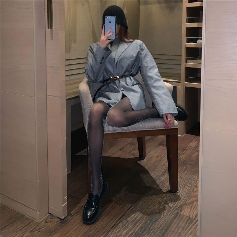 Schlankheitsstrümpfe aus Seide in Silberzwiebelfarbe, Strumpfhose aus silberner Seide, sexy Strümpfe aus heller Seide mit dünner Basis, schwarze Seidenstrümpfe für Damen_voghion.com