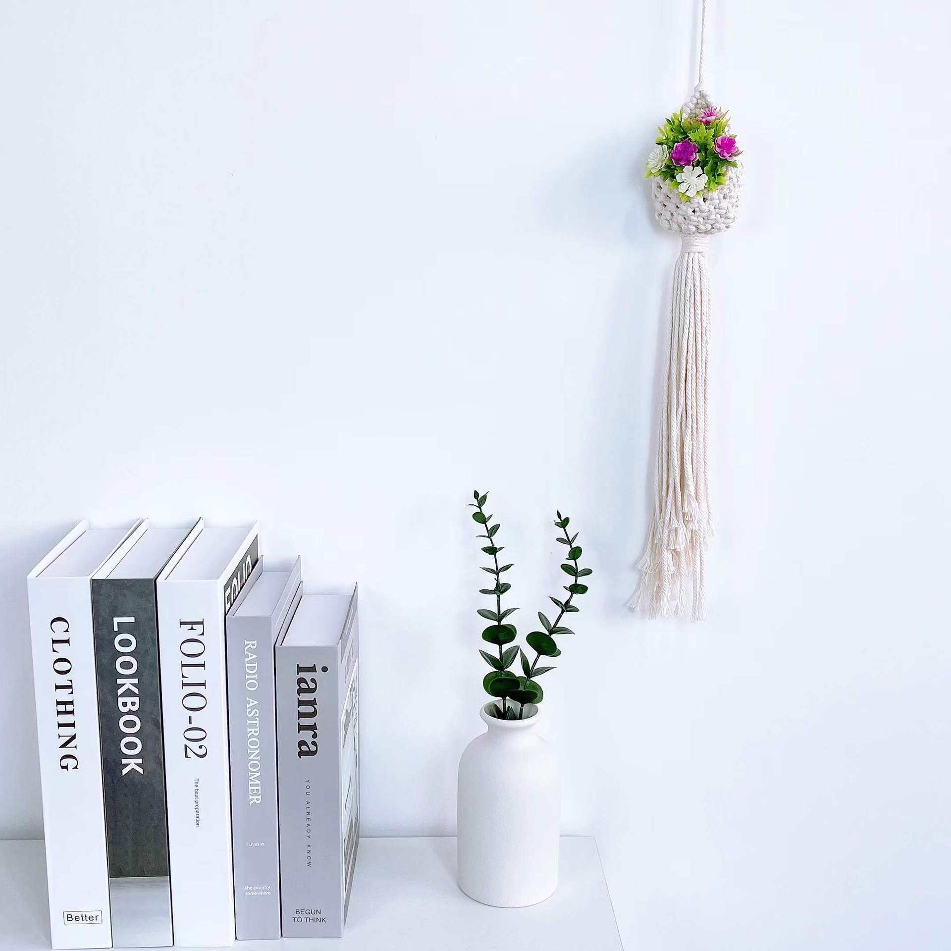 ins Nordic Bohemian Tapestry Net Bag Air Pineapple Flower Basket Home Decoration Cotton Rope Tassel Hanging Basket