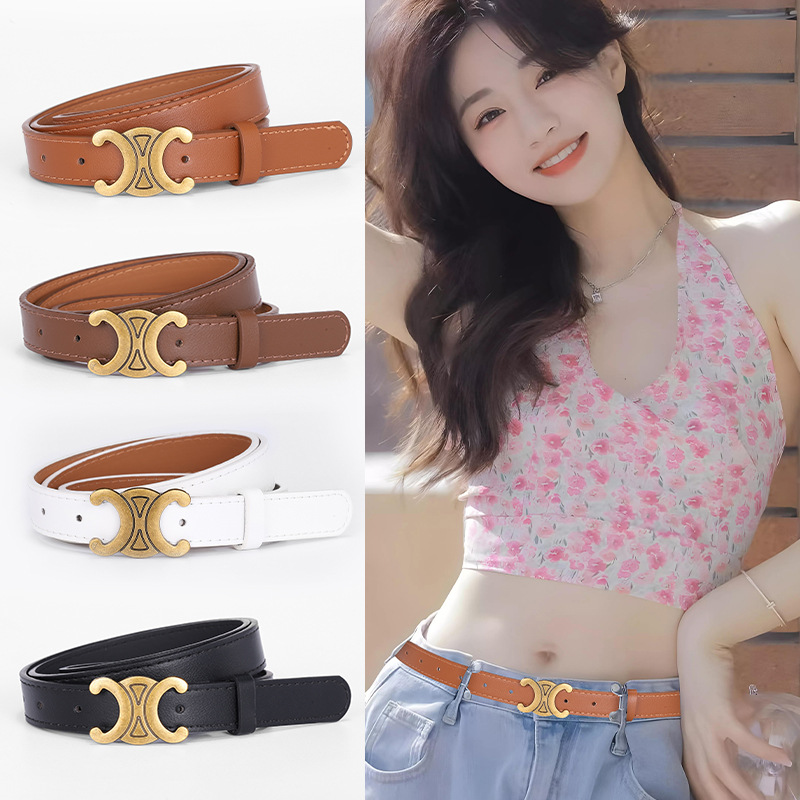 Women's English Letter Smooth Buckle Belt All-match Jeans Decorative Women's Fashion Trendy Internet Popular Fashion Pants Belt