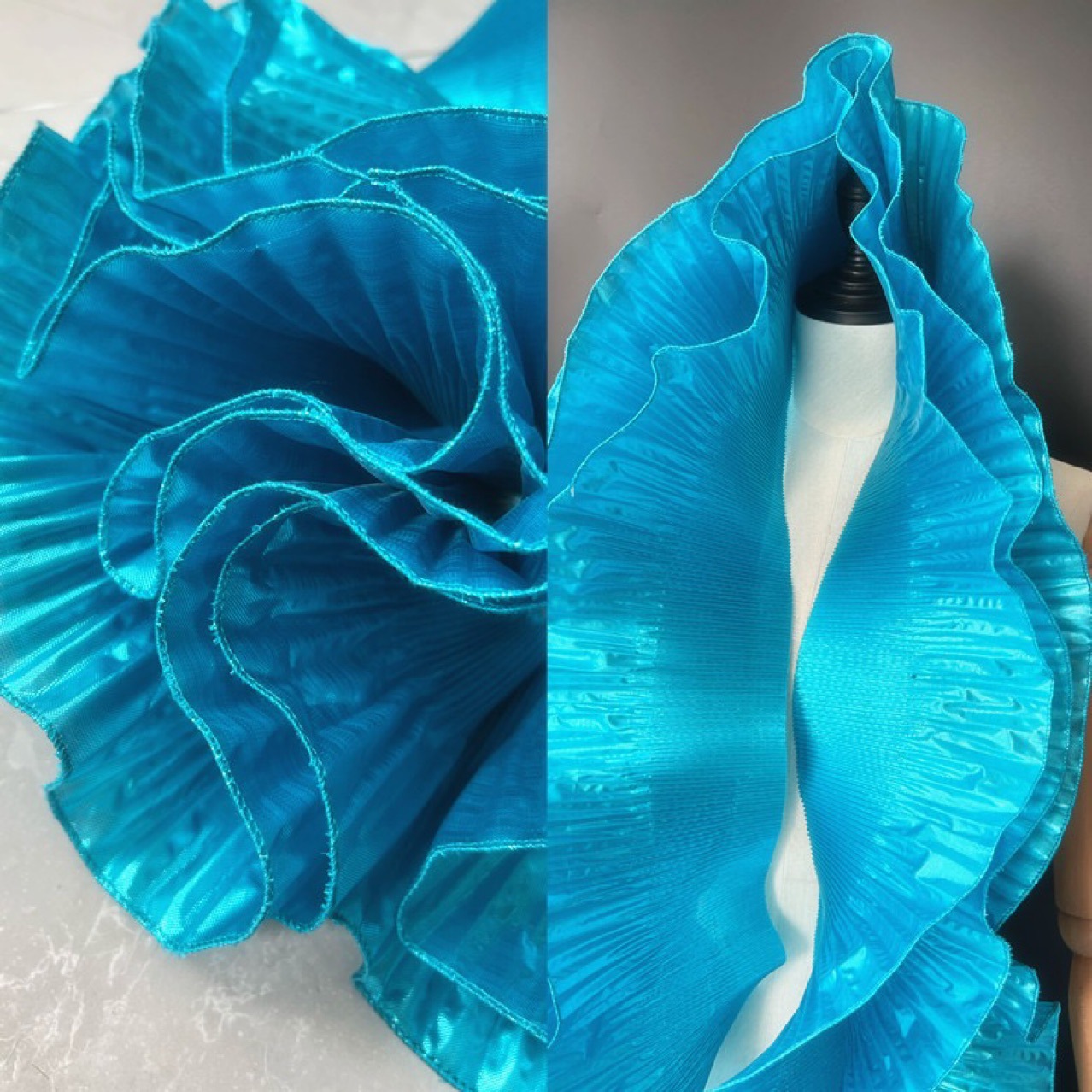 Metallic wavy lace accessories pleated ruffled ruffled dress styling stage decoration designer fabric