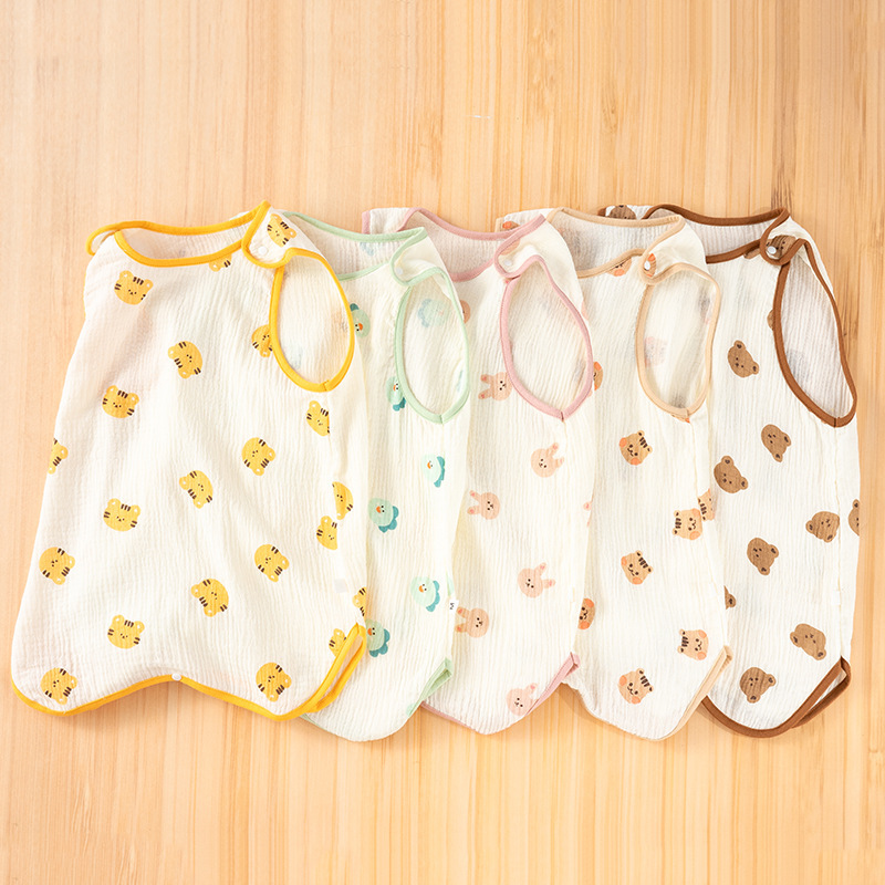 2022 baby climbing cotton gauze sleeping bag sleeveless vest newborn children kick quilt baby Summer thin spot