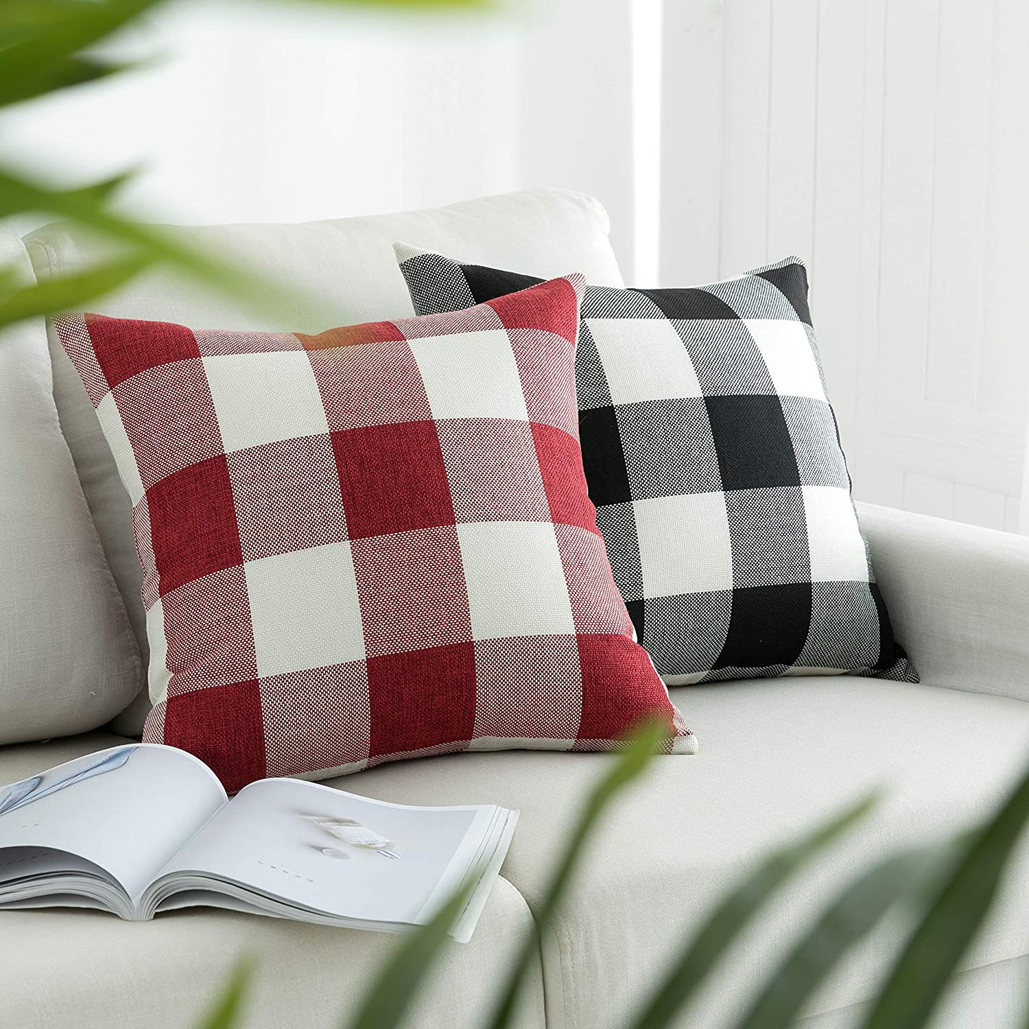 Amazon Explosive Pillow Case Linen Geometric Black and White Plaid Pillow Gift Cushion Cover Pillow Case Pillow Case