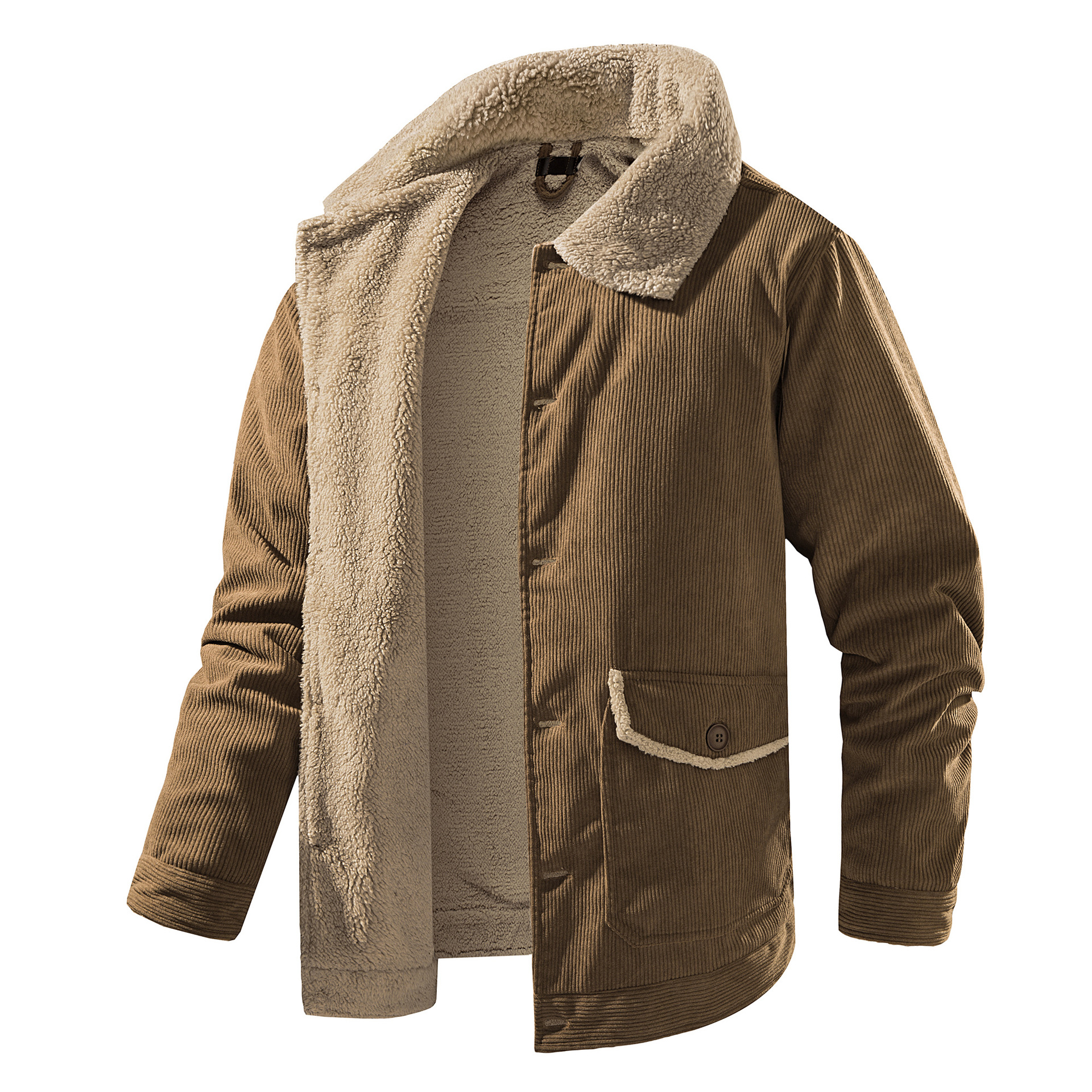 American size men's plus size men's cashmere thickened jacket foreign trade lapel winter casual loose corduroy jacket