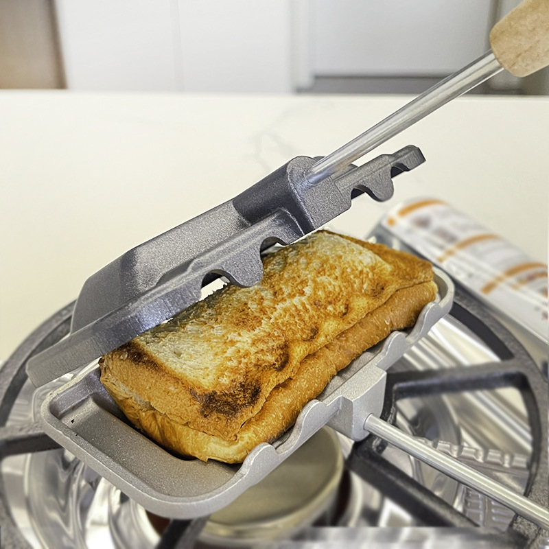 Outdoor gas double-sided frying pan sandwich mold toast bread baking pan non-stick coating removable frying pan baking pan