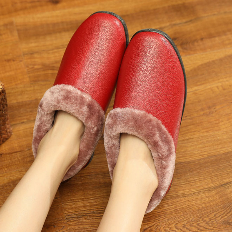 Winter New and Old Beijing Cotton Shoes Women's Winter fleece-lined Thickened Cotton Slippers Leather Waterproof Warm Middle-aged Mother Cotton Boots