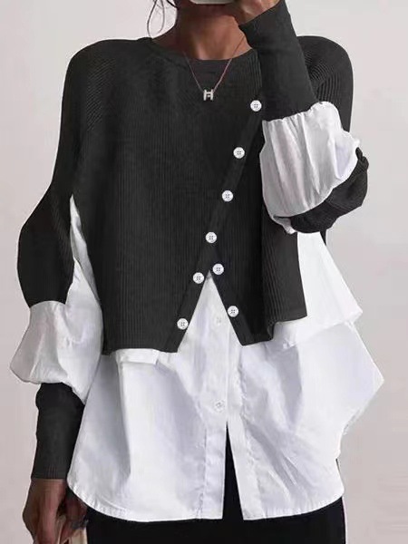 2024 automne et hiver nouvelle station indépendante transfrontalière européenne et américaine col rond à manches longues tricoté style étranger couture deux pièces_voghion.com