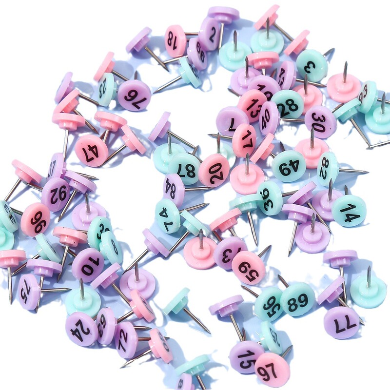 1-100数字番号針画鋲ピン地図画板計数マークプラスチック針計数序列釘|undefined