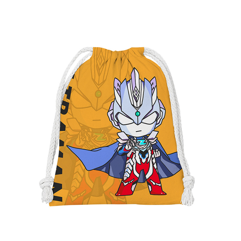 Ultraman Drawstring Pocket Cartoon Small Cloth Bag Student Sundries Storage Bag Cosmetic Bag Portable Wash Bag