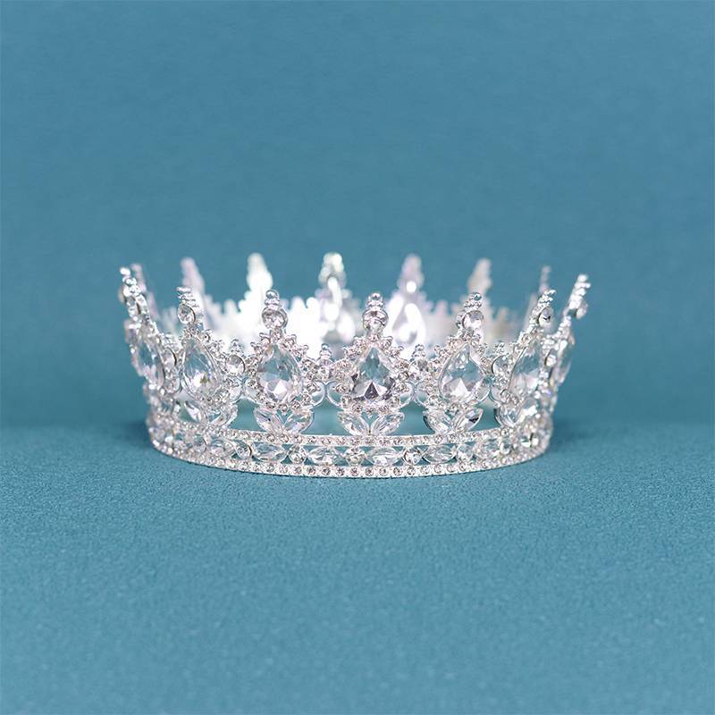 European and American Baroque Crown Headwear Bridal Wedding Accessories Round Crown Birthday Adult Dress Round Crown Hair Accessories