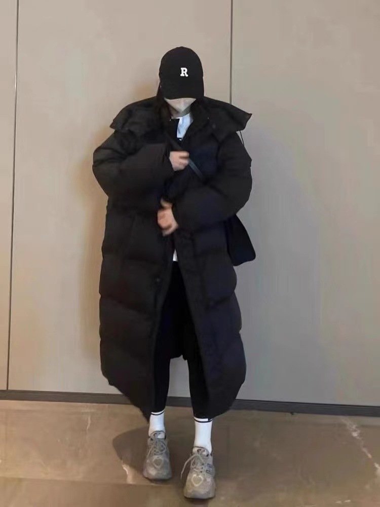 Foreign trade in stock Winter new women's mid-length Korean style loose cotton-padded coat hooded long over-the-knee cotton-padded coat