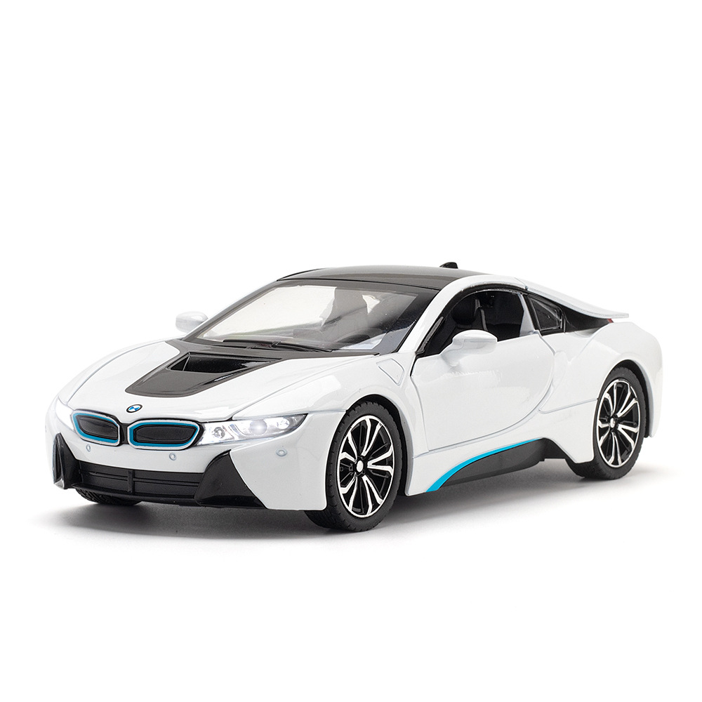 (Foam box) simulation 1: 22 Jiaye alloy sports car I8 model ornaments children\'s toys mother and child trembles
