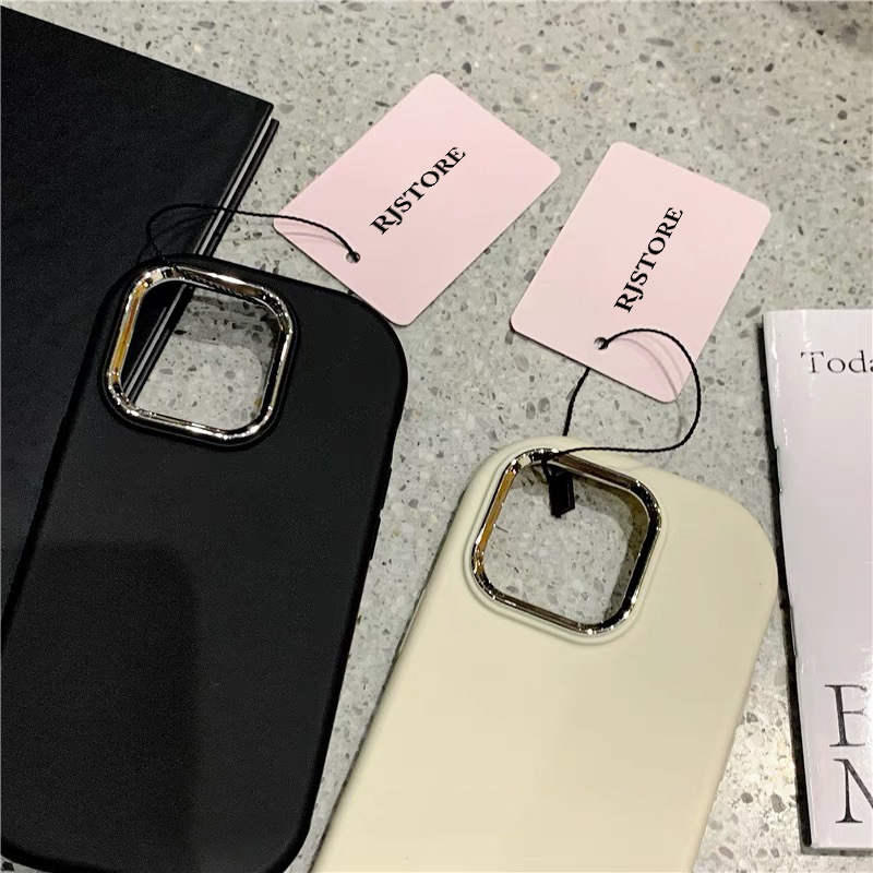 簡約純色金屬相框適用iPhone14promax手機殼蘋果13/15pro軟11/12