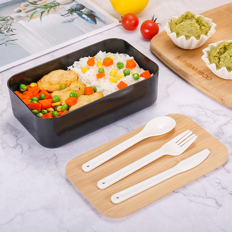 跨境日式單層飯盒竹蓋上班族可微波加熱便當盒學生帶飯午餐盒批發