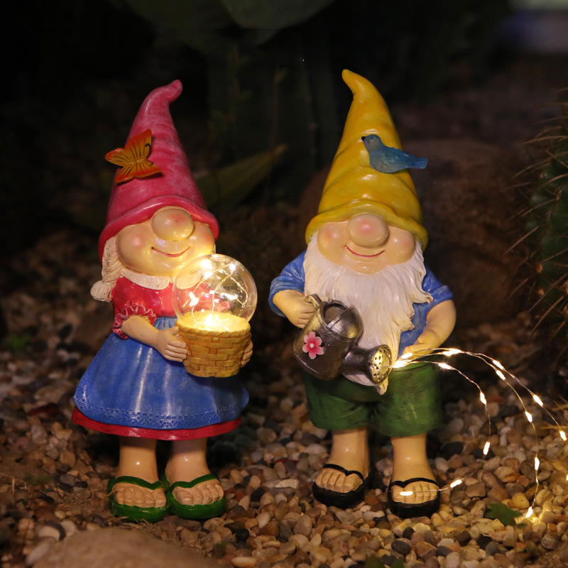 Cross-border pastoral style dwarf decoration outdoor courtyard lawn lamp gardening decoration creative gift sculpture decoration