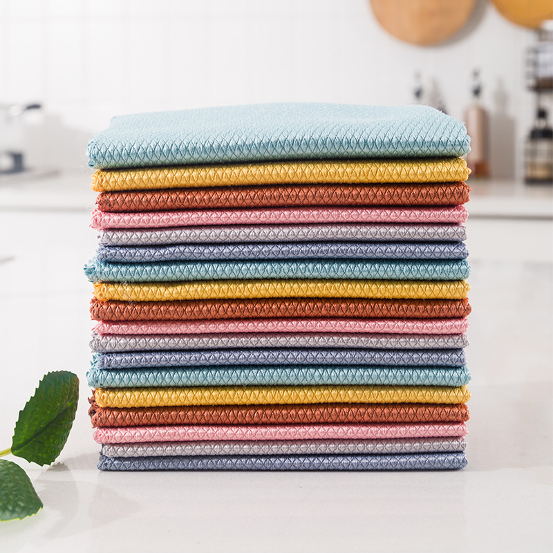 Wipe Glass Cleaning Cloth Fish Scale Cleaning Cloth No Traceless No Water Stain Water Absorption Not Easy to Rub Kitchen Wipe Table Mirror Towel