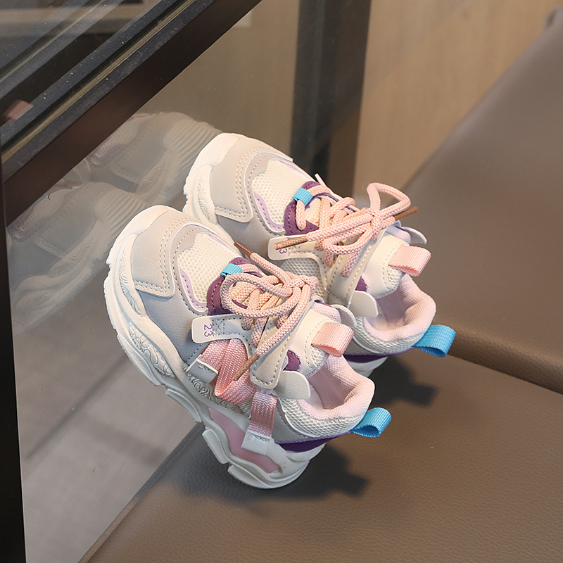 Girls' Sneakers Spring and Autumn New Children's Sneakers Small and Medium-sized Children's Mesh Sneakers Girls' Running Shoes Trendy Children's Shoes