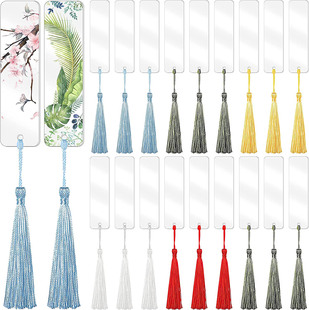 Amazon new rectangular blank transparent acrylic bookmark DIY Tag Mini color tassel book card set