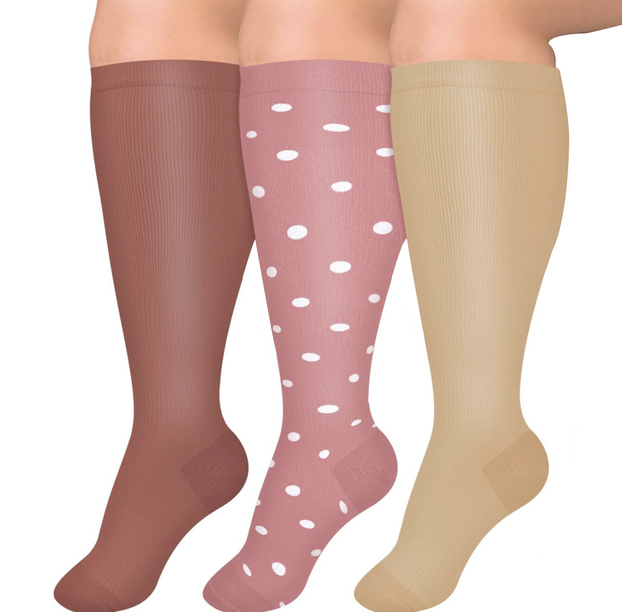 Meias de pressão de nylon para enfermeiras, fertilizantes Plus, meias de compressão para corrida e fitness para homens e mulheres, modelos europeus e americanos_voghion.com