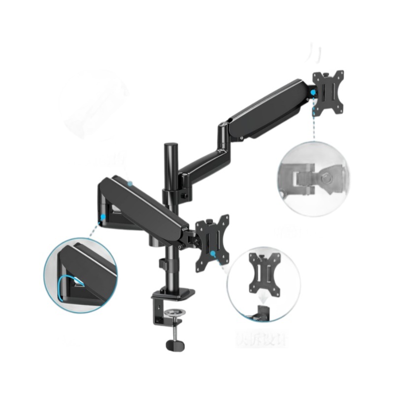 LCD computer dual-head monitor bracket extension arm five-dimensional rotating lifting telescopic aluminum alloy desktop bracket