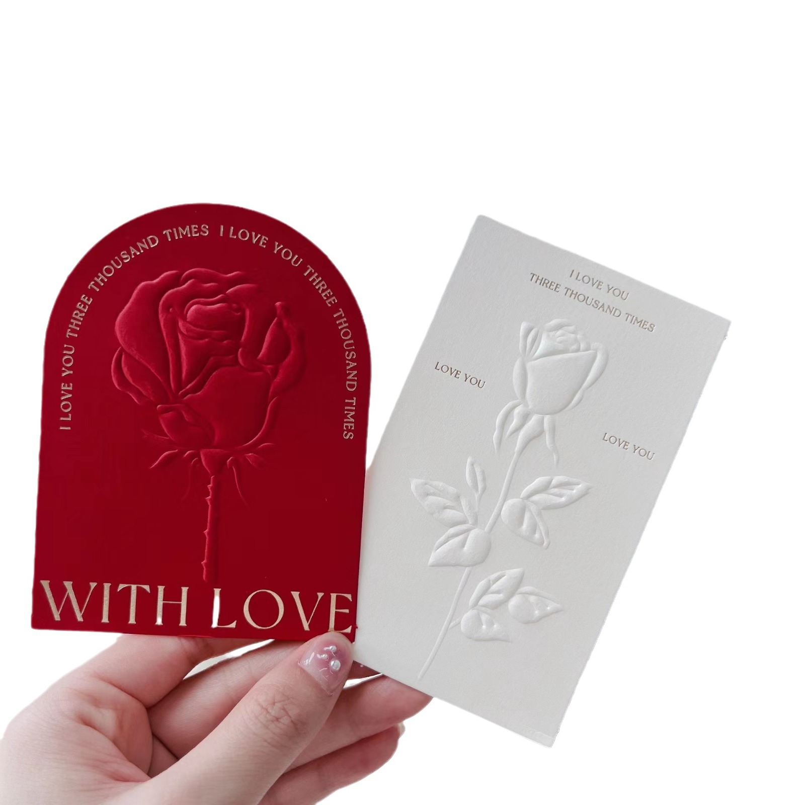 Qixi love embossed rose card special-shaped decorative greeting card Valentine's Day confession paper card