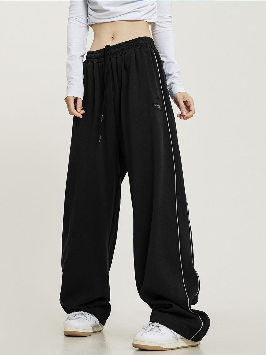 High Street Retro Hip-hop Sports Pants for Men and Women Autumn and Winter Loose American vintage Casual Floor-mopping Hip-hop Sweatpants for Women
