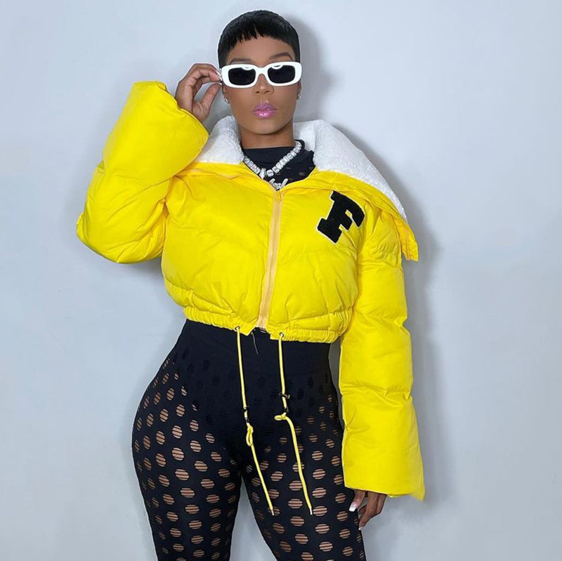 Q22TP392 European and American women's clothing 2022 autumn and winter New Fashion solid color embroidery North American small stand collar casual cot_voghion.com