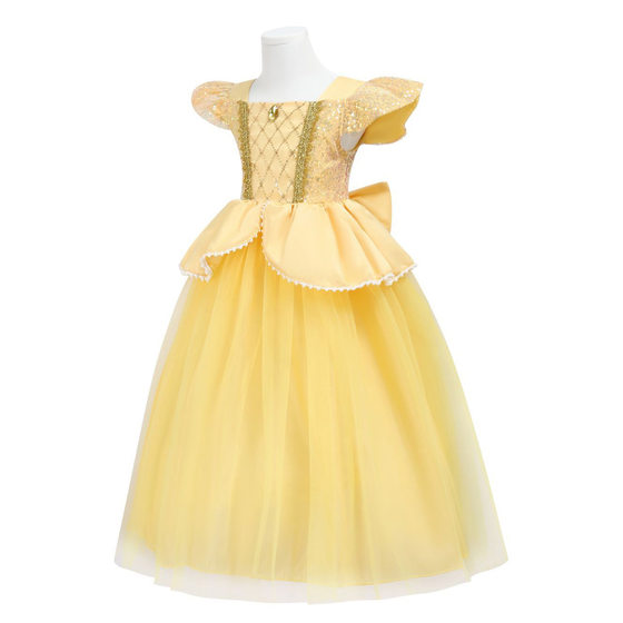 European and American Belle Princess Dress Mesh Puff Dress Sequin Bow Party Dress 2024