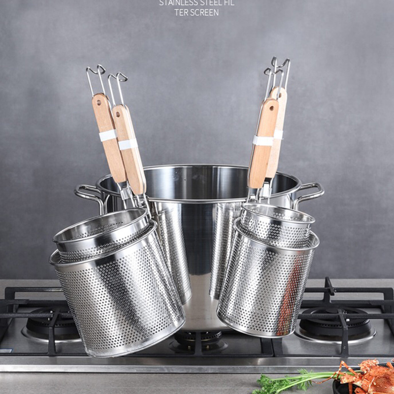 Stainless Steel Thickened Powder Ledge Tanghe Flour Rice Noodle Colander Malatang Vegetable Rice Noodle Cooking Basket Large Strainer Ledge Lap