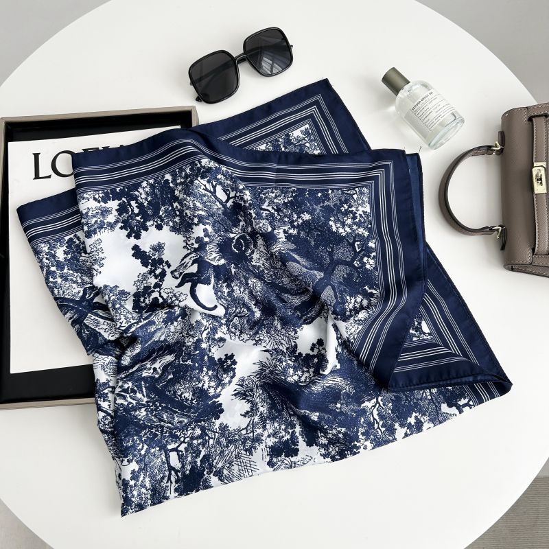 Autumn and winter all-match shawl animal printed black and white simple large square 90*90CM imitation silk twill silk scarf for women