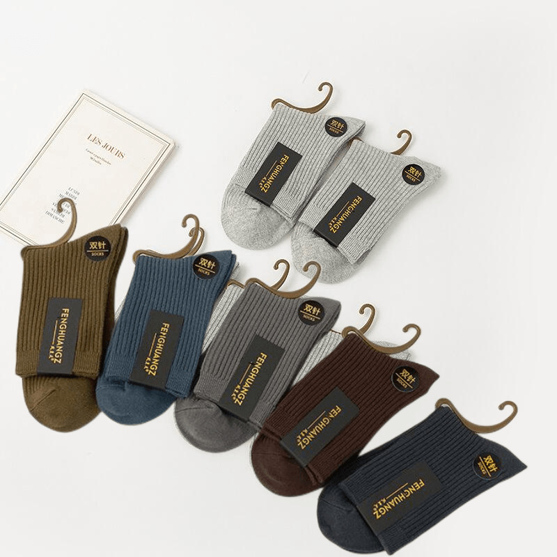 Zhuji socks men's solid color Japanese double needle tube socks autumn and winter New thick combed cotton business men's socks wholesale